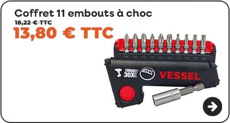 Coffret embouts à choc - 11 pièces - PH / PZ / Torx - VESSEL 426576